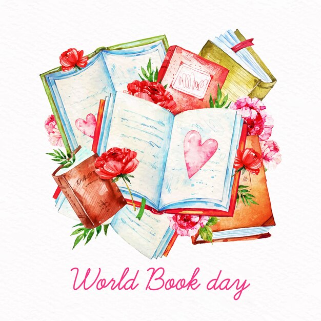 Journée mondiale du livre aquarelle