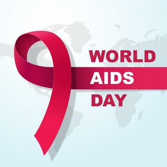 Journée mondiale du sida, simple illustration et texte du ruban rouge du sida
