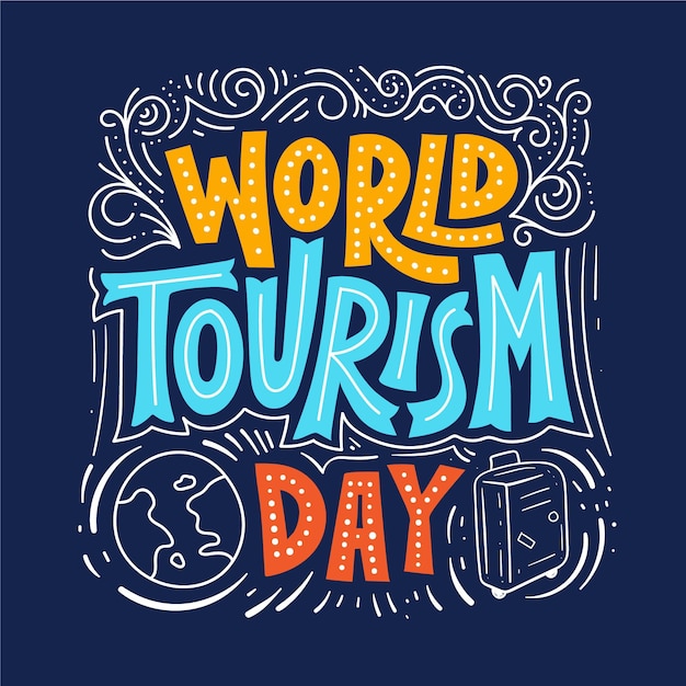 Vecteur gratuit journée mondiale du tourisme - concept de lettrage