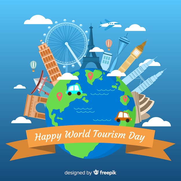 Vecteur gratuit journée mondiale du tourisme design plat
