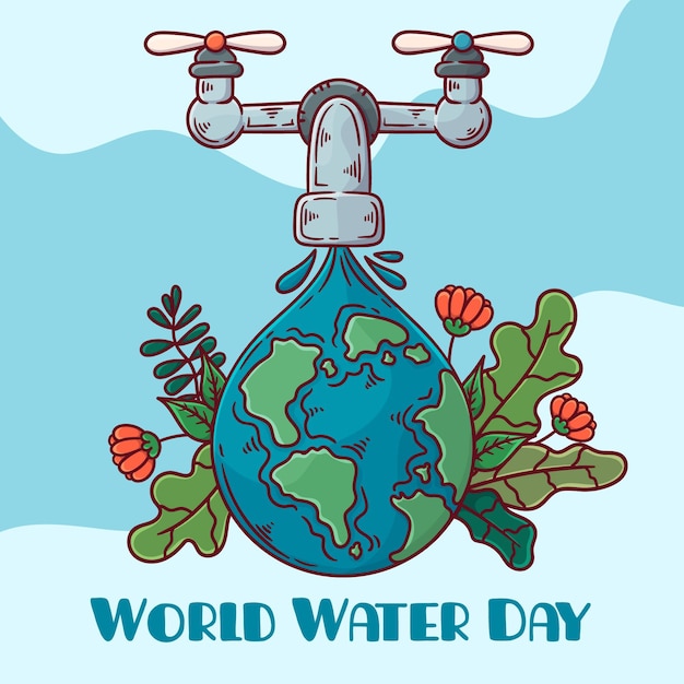 Vecteur gratuit journée mondiale de l'eau dessinée à la main