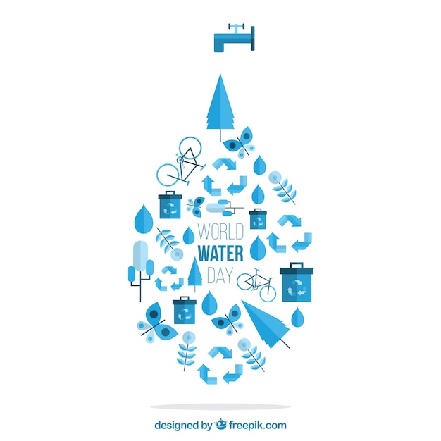 Vecteur gratuit journée mondiale de l'eau goutte fond