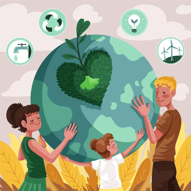 Vecteur gratuit journée mondiale de l'environnement dessiné à la main sauver l'illustration de la planète