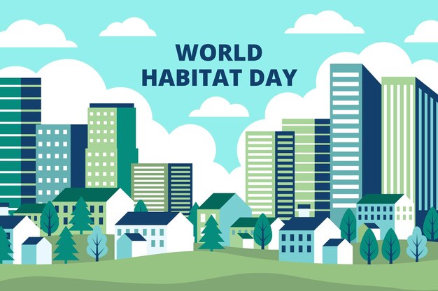 Journée mondiale de l'habitat design plat