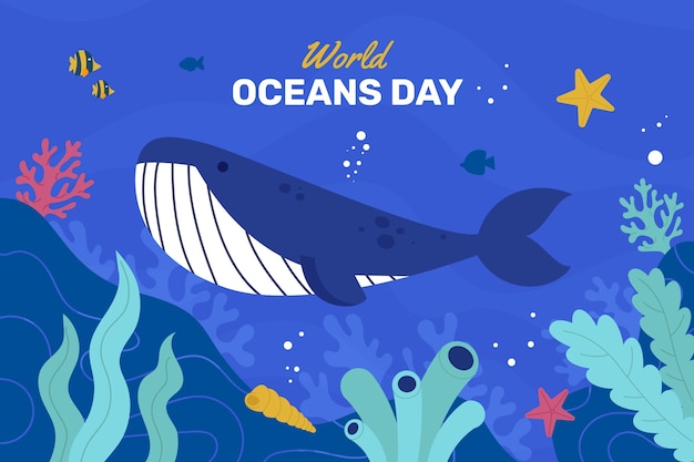 Journée mondiale des océans fond plat dessiné à la main