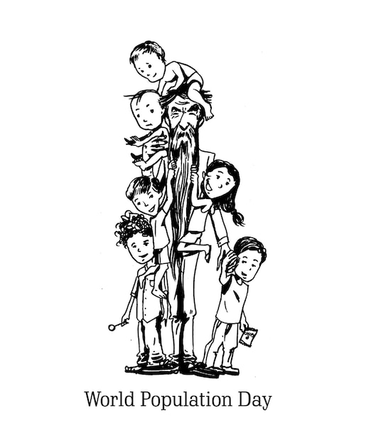 Journée mondiale de la population 11 juillet Illustration vectorielle familiale