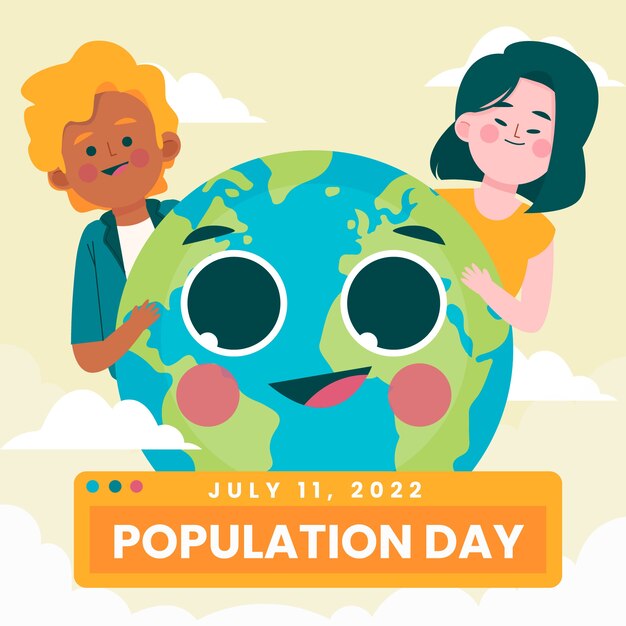 Vecteur gratuit journée mondiale de la population illustration plate dessinée à la main