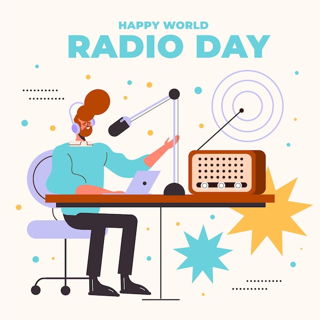 Vecteur gratuit journée mondiale de la radio design plat