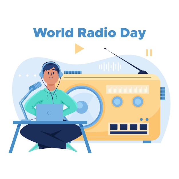 Vecteur gratuit journée mondiale de la radio design plat