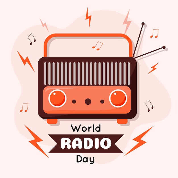 Vecteur gratuit journée mondiale de la radio design plat