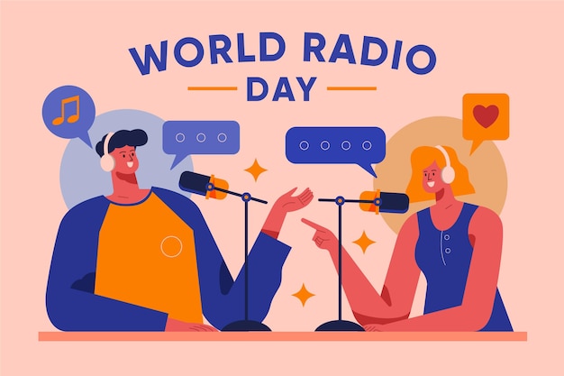 Vecteur gratuit journée mondiale de la radio design plat