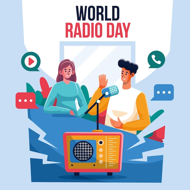 Vecteur gratuit journée mondiale de la radio