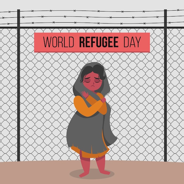 Vecteur gratuit journée mondiale des réfugiés dessinée à la main