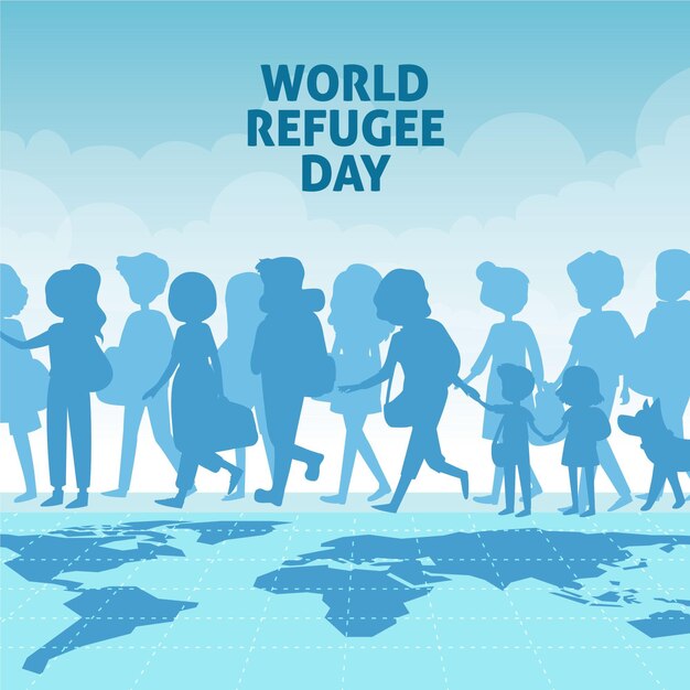 Journée mondiale des réfugiés dessinée à la main