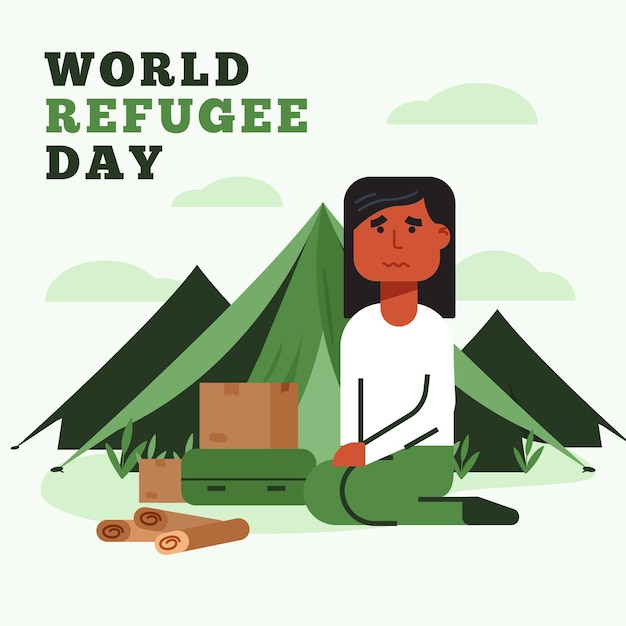 Vecteur gratuit journée mondiale des réfugiés mondiale