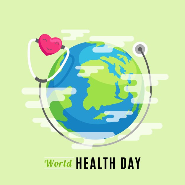 Journée mondiale de la santé au design plat