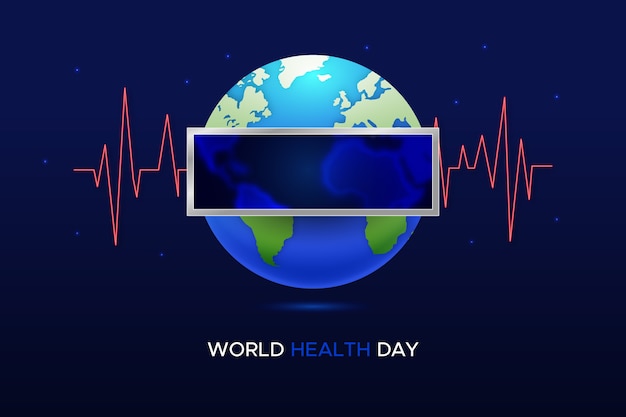 Journée mondiale de la santé avec planète et ondes sonores