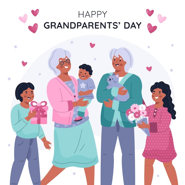 Journée Nationale Des Grands-parents Dessinés à La Main Usa