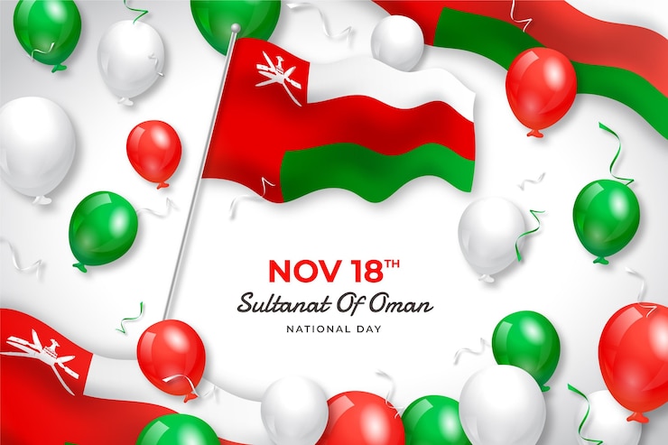 Vecteur gratuit journée nationale réaliste du fond d'oman