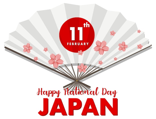 Vecteur gratuit joyeuse fête nationale du japon le 11 février avec une fan du japon