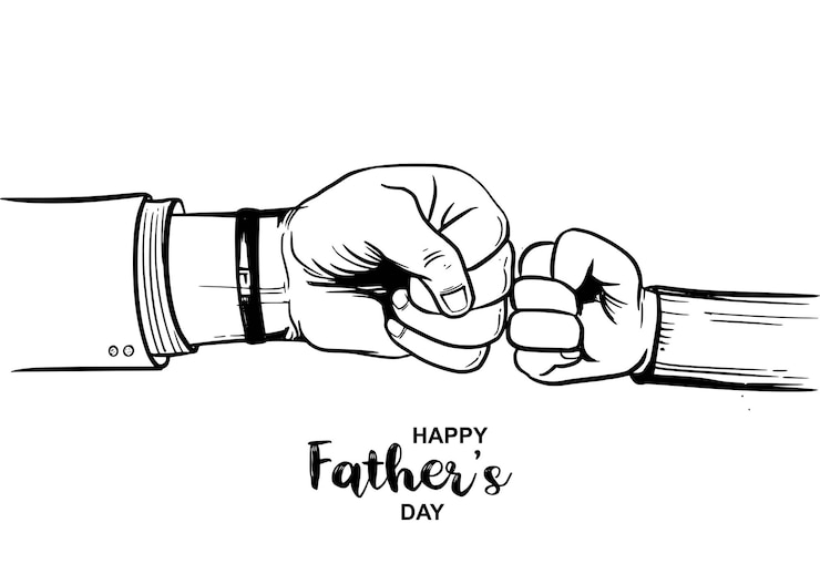 Vecteur gratuit joyeuse fête des pères le parent touche la main d'un petit enfant dessin dessin