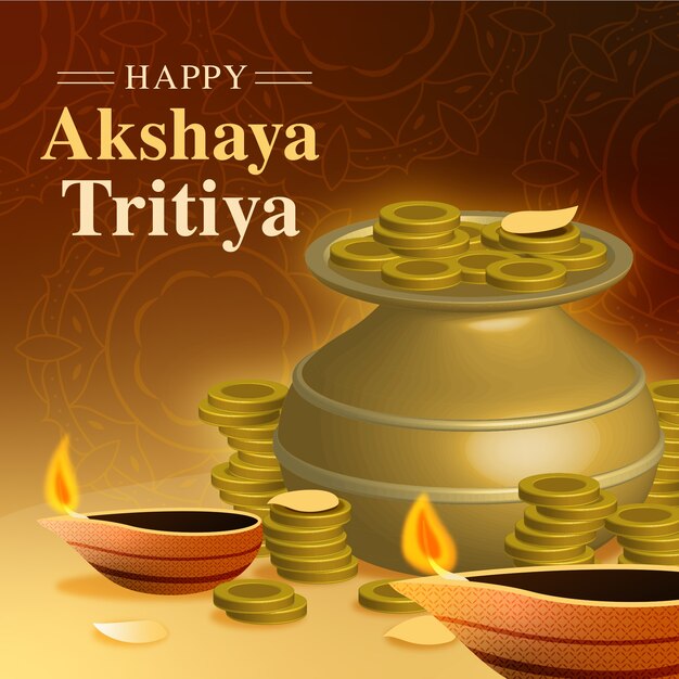 Joyeux akshaya tritiya pot et bougies
