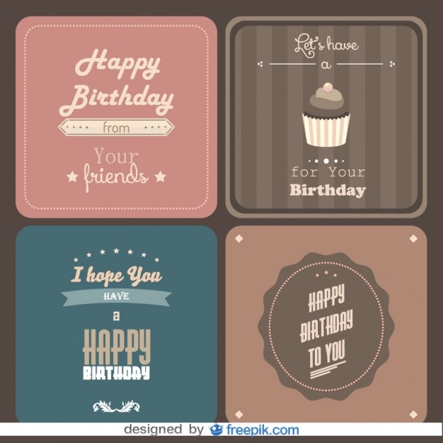 Vecteur gratuit joyeux anniversaire carte postale pack