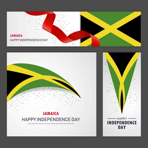 Joyeux Anniversaire De L'indépendance De La Jamaïque Bannière Et Fond Ensemble