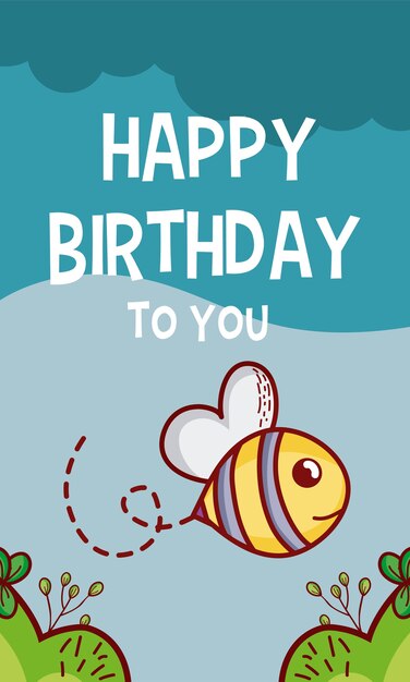 Carte D Anniversaire Avec Des Abeilles Drole Vecteur Gratuite