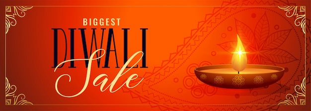 Joyeux diwali bannière décorative de vente et de promotion