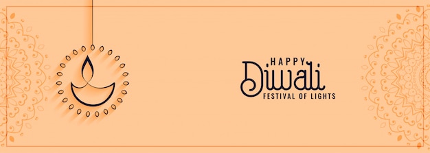 Vecteur gratuit joyeux diwali bannière de festival culturel dans un style propre