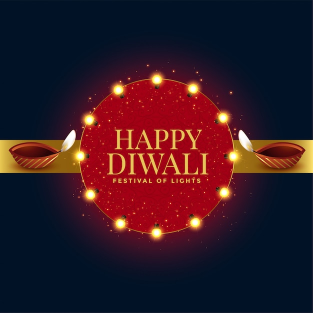 Joyeux Diwali Carte De Fête Avec Deux Diya