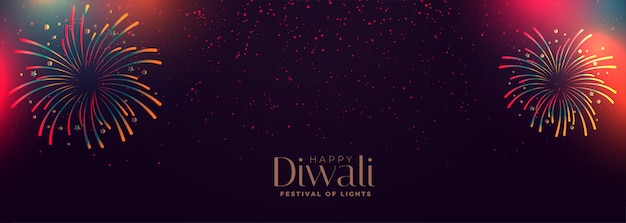 Joyeux diwali célébration bannière feu d'artifice coloré