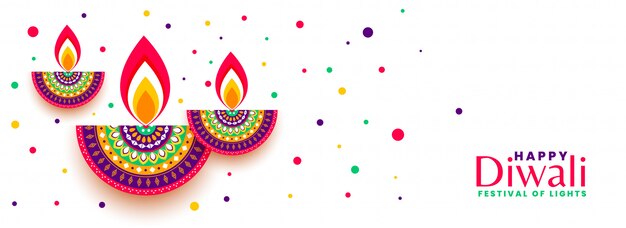 Joyeux Diwali Fête Bannière Colorée