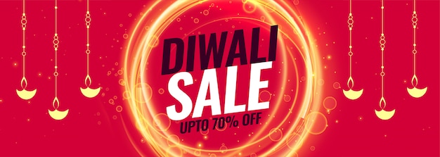 Joyeux diwali modèle de bannière de vente et remise