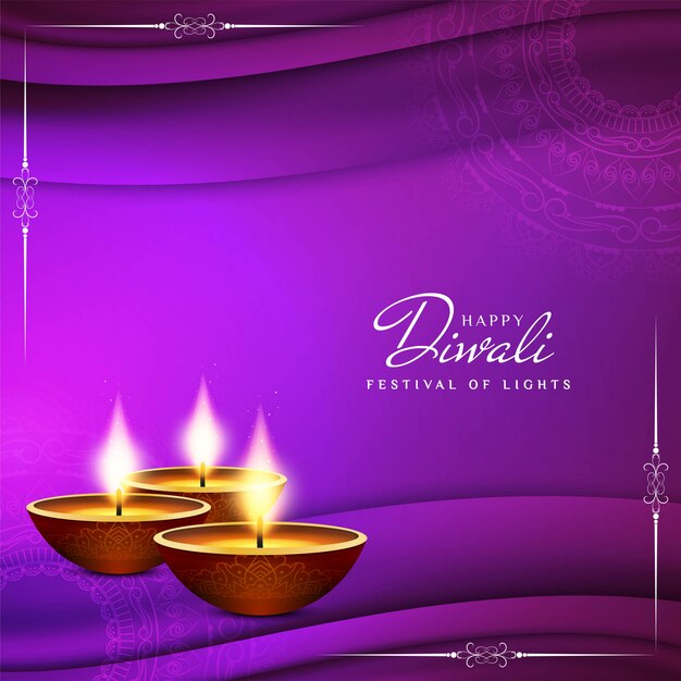 Joyeux Diwali religieux salutation fond violet
