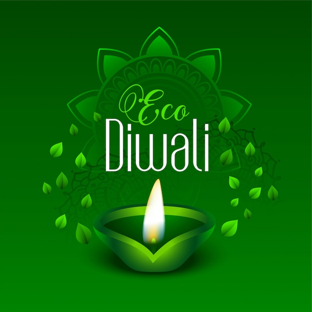 Joyeux Eco Vert Diwali Feuilles Illustration
