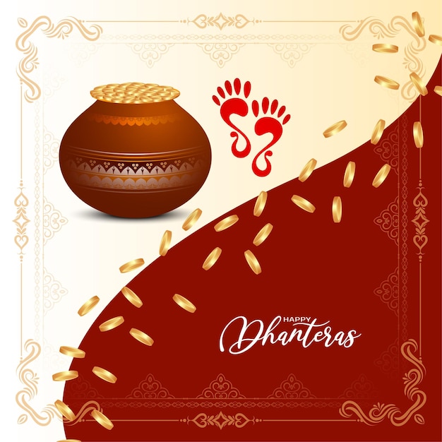 Vecteur gratuit joyeux festival de dhanteras fond décoratif de pièces d'or