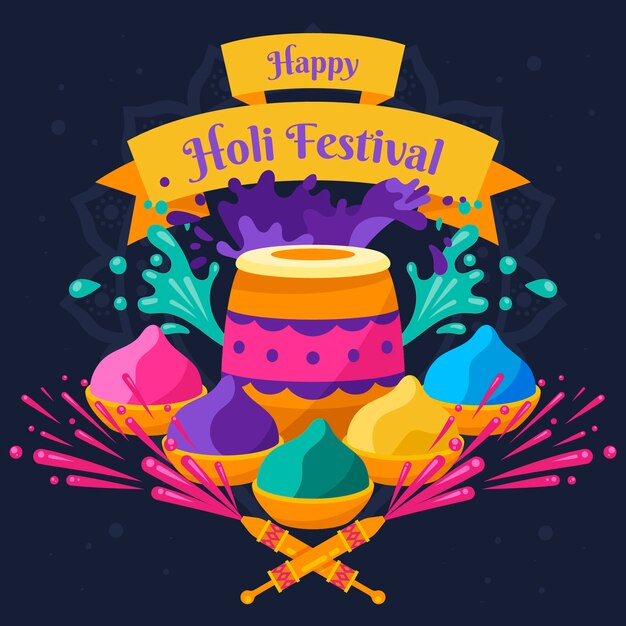 Joyeux Festival De Holi Avec De La Poudre Colorée