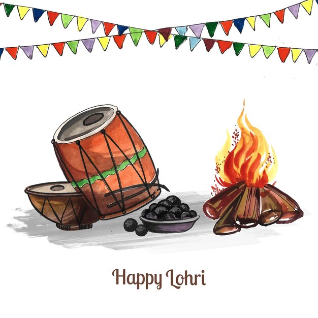 Joyeux festival de Lohri du fond de l'Inde du Pendjab