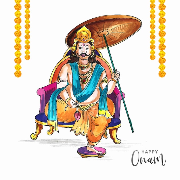 Vecteur gratuit joyeux festival onam du sud de l'inde kerala sur la conception d'aquarelle