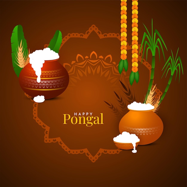 Joyeux Festival De Récolte De Pongal Vecteur De Conception De Fond De Couleur Marron