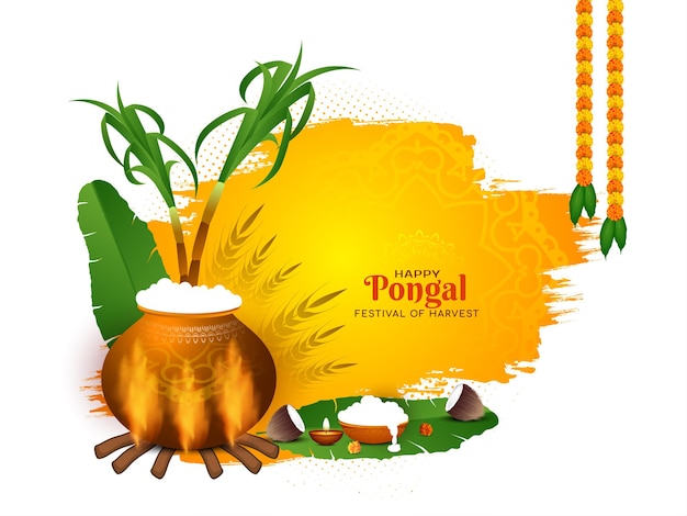Joyeux festival religieux Pongal salutation vecteur de conception de fond