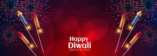Joyeux feu d'artifice de célébration de diwali avec des craquelins éclatants