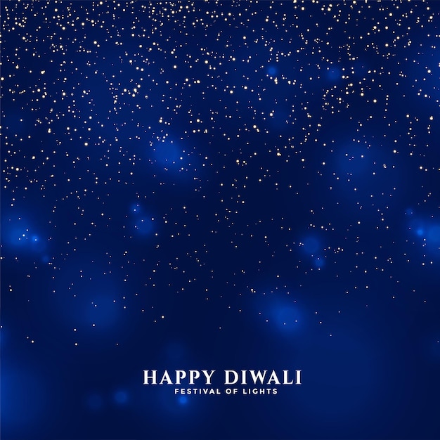 Vecteur gratuit joyeux fond bleu diwali avec des feux d'artifice tombant scintille