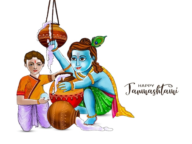 Vecteur gratuit joyeux fond de célébration du festival indien janmashtami