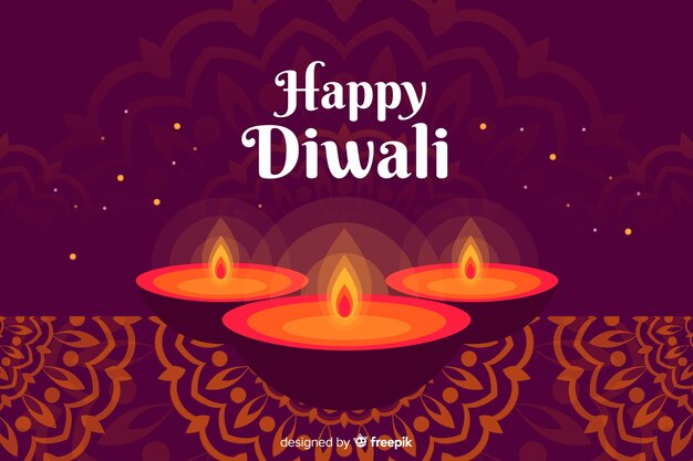 Joyeux fond de diwali au design plat