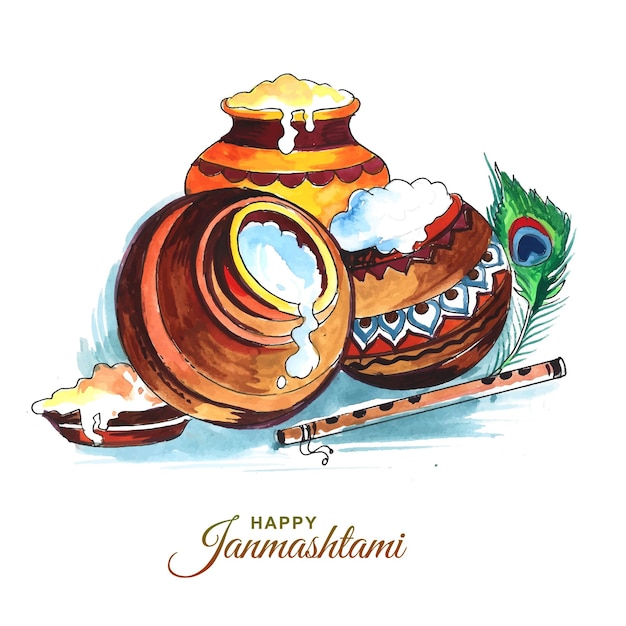 Vecteur gratuit joyeux fond de festival de janmashtami