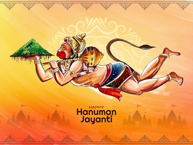 Vecteur gratuit joyeux fond de fête religieuse indienne hanuman jayanti
