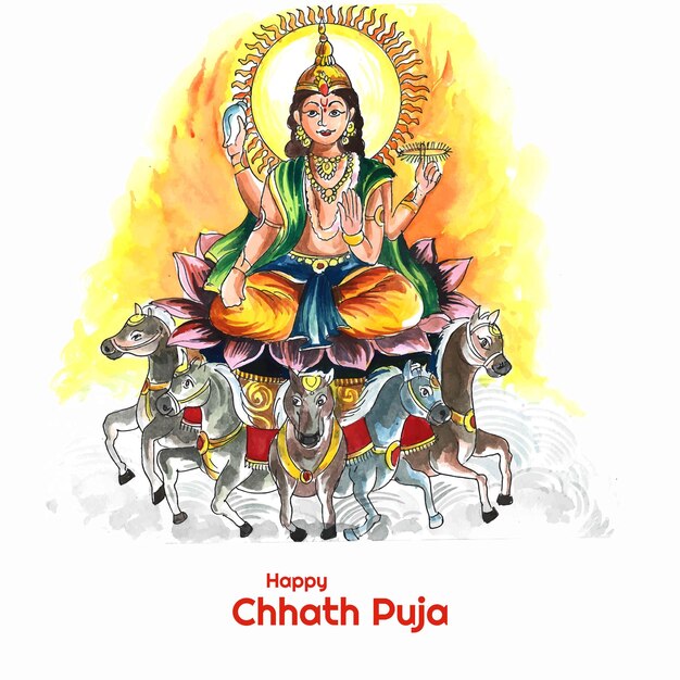 Joyeux fond de vacances Chhath Puja pour le festival du soleil de l'Inde